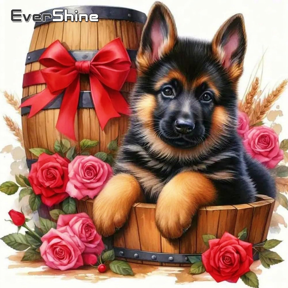 Embroidery Cross Stitch Patterns - Evershine Diamentowa Mozaika Pies Zwierzę Haft