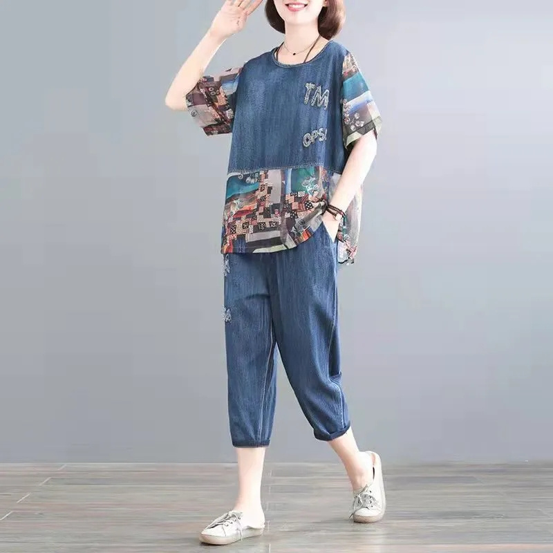 Embroidery Jeans - 5XL Letnie zestawy jeansowe dla kobiet