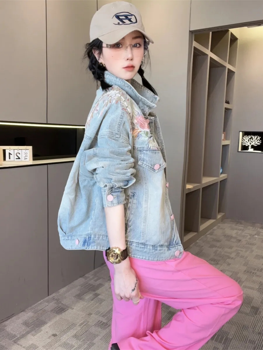 Wiosna Jesień Krótka Kurtka Dż – Embroidery Jeans recenzja i cena