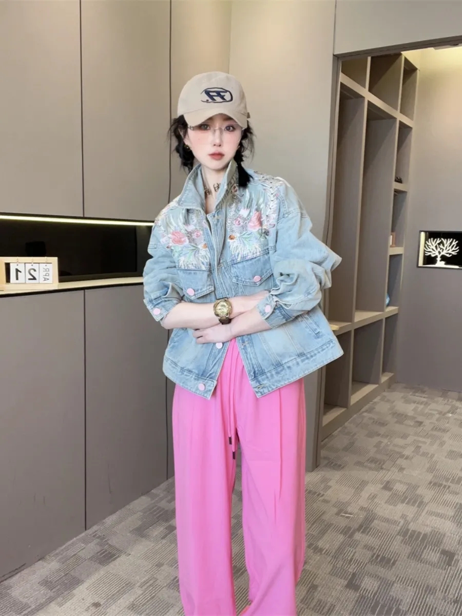 Wiosna Jesień Krótka Kurtka Dż – Embroidery Jeans recenzja i cena